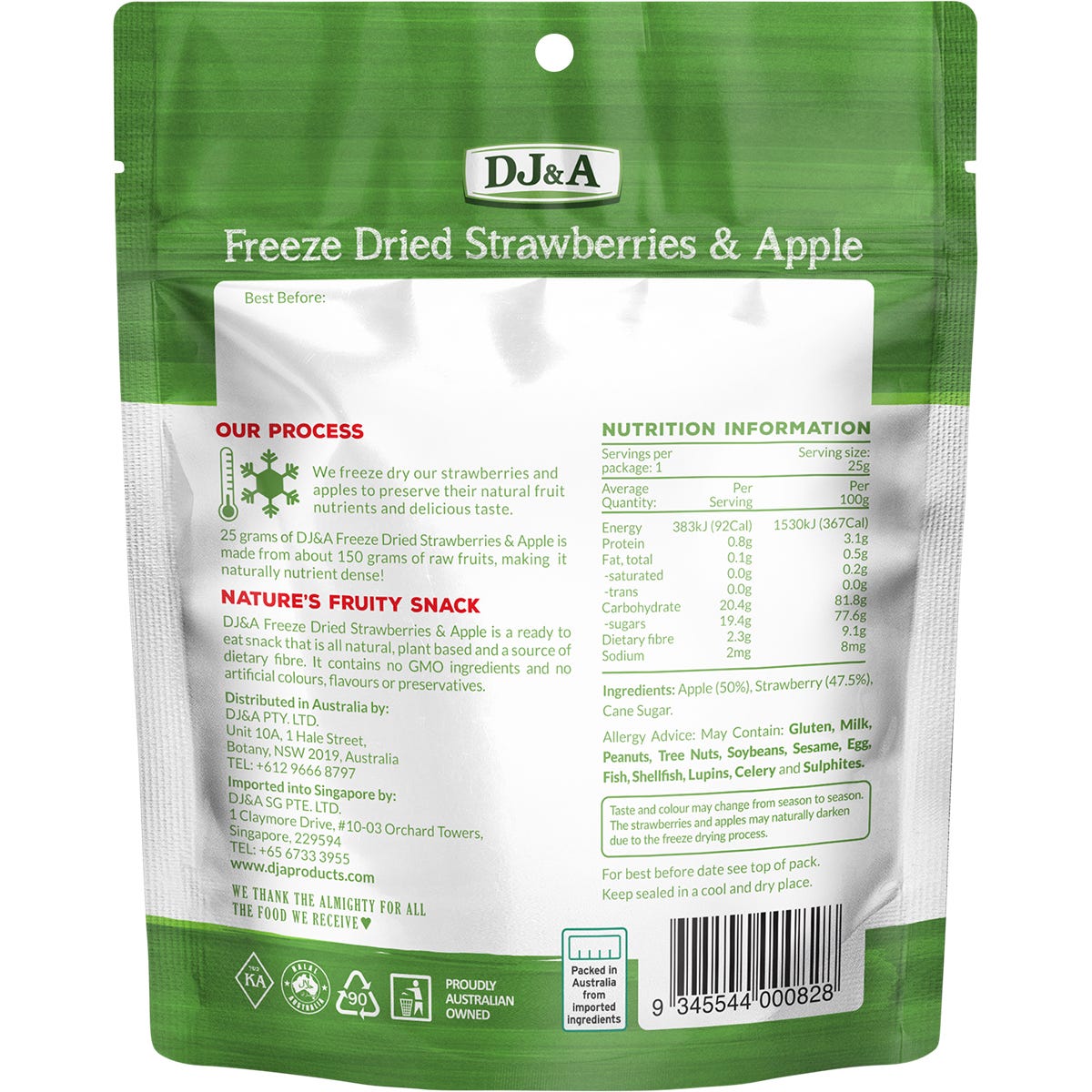 DJ&A Freeze Dried Strawberries & Apple 10x25g