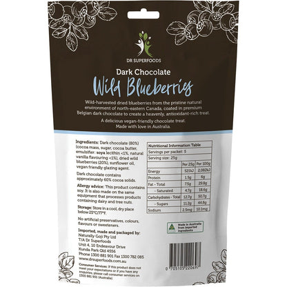 Dr Superfoods Wild Blueberries Dark Chocolate 125g