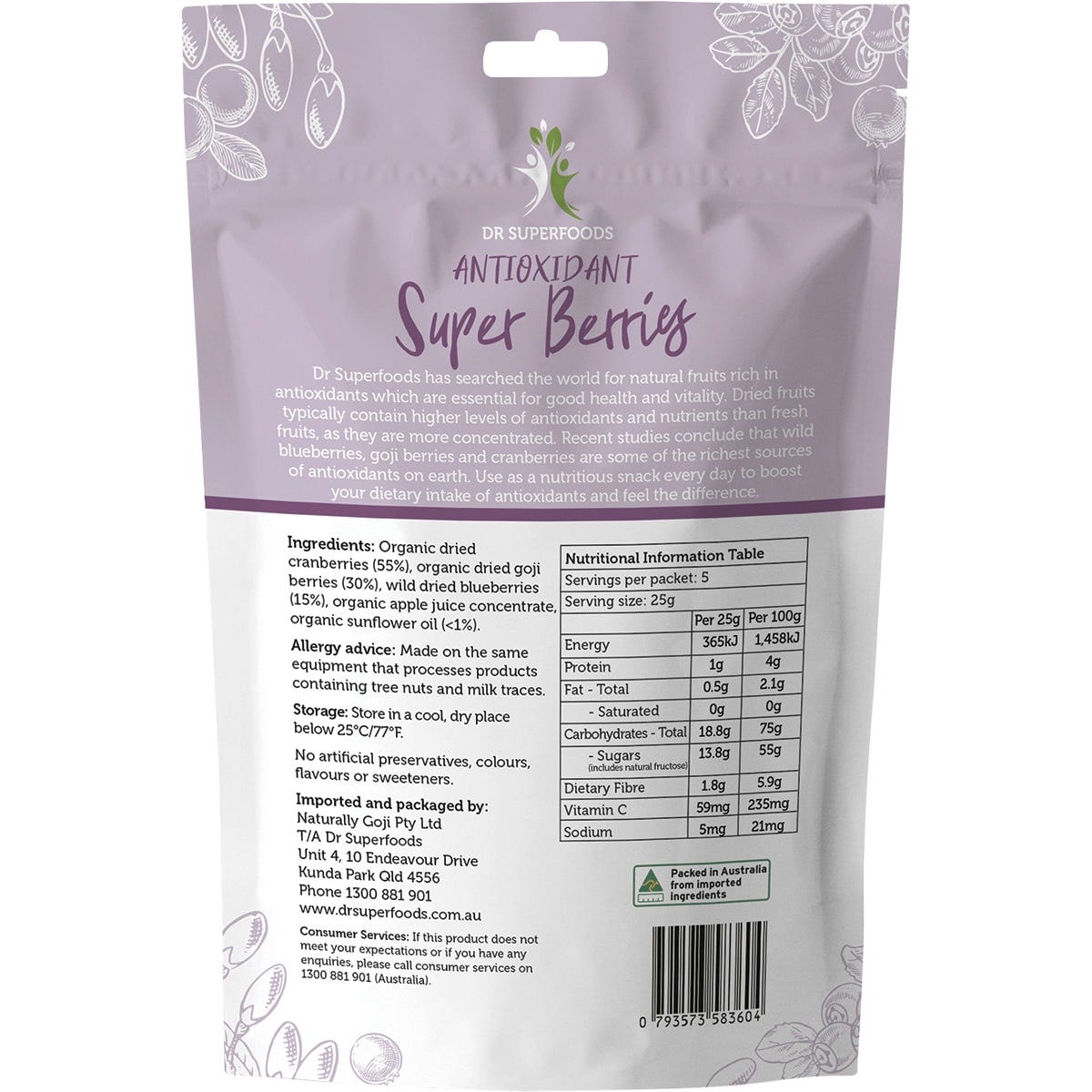 Dr Superfoods Dried Antioxidant Super Berries 125g