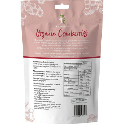 Dr Superfoods Dried Cranberries Organic 125g