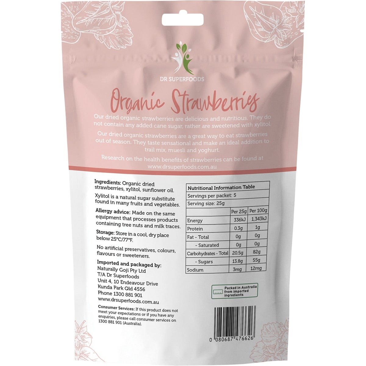 Dr Superfoods Dried Strawberries Organic 125g