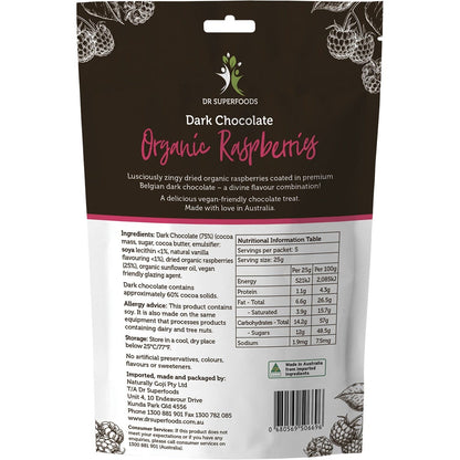 Dr Superfoods Raspberries Organic Dark Chocolate 125g