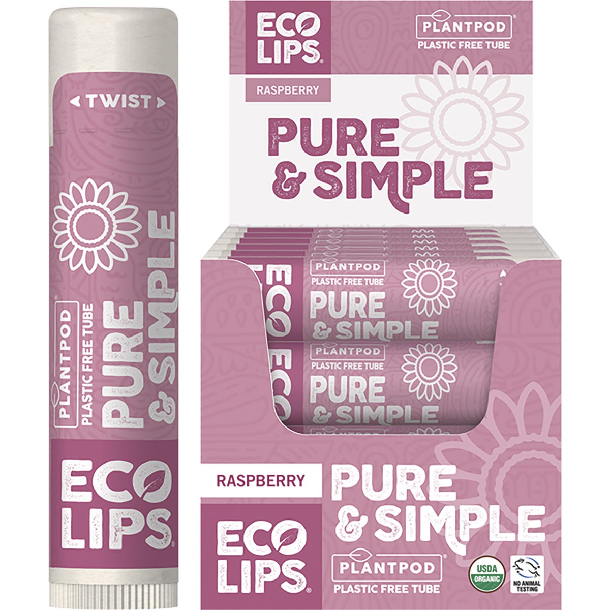 Eco Lips Lip Balm Pure & Simple Raspberry 24x4.25g