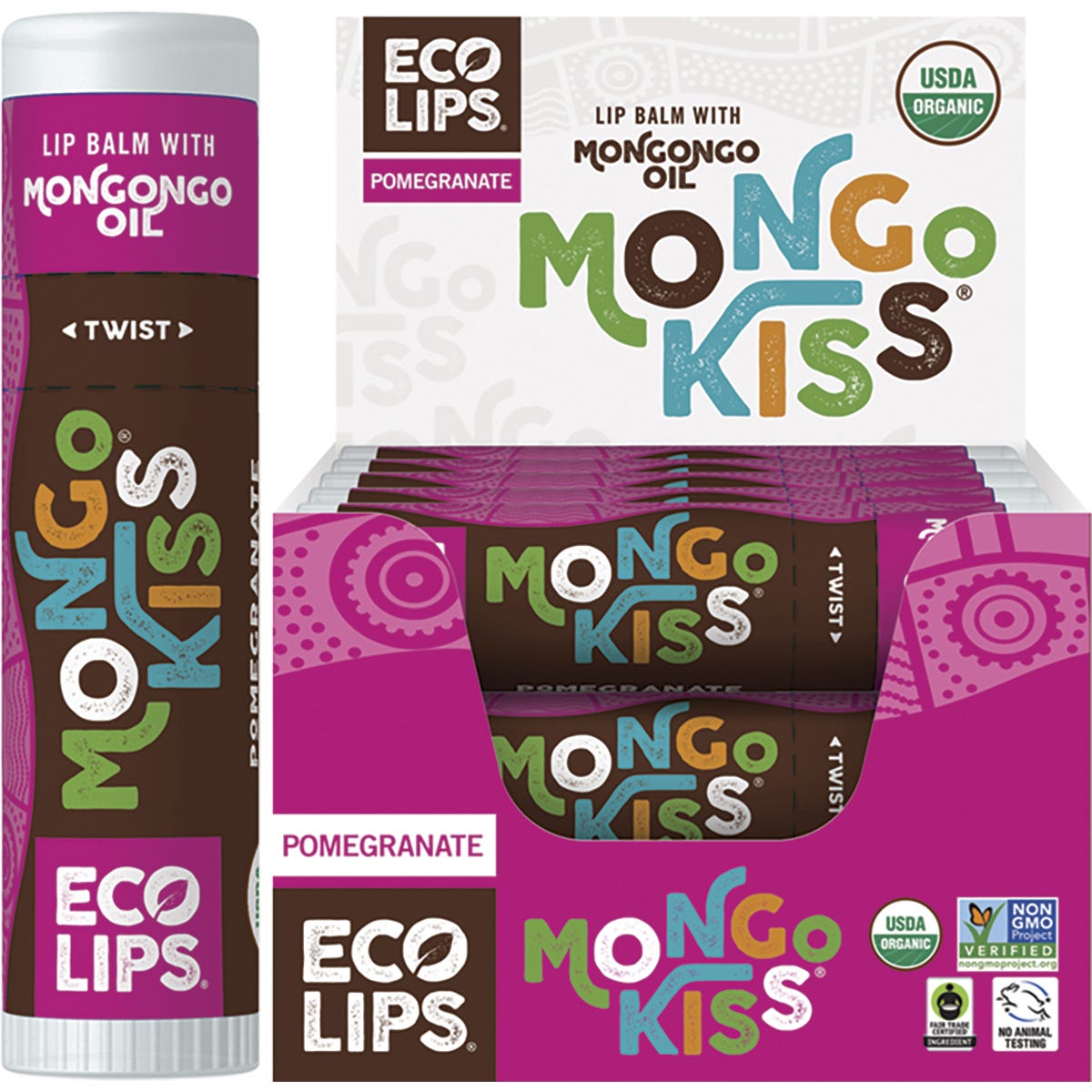 Eco Lips Lip Balm Mongo Kiss Pomegranate 15x7g