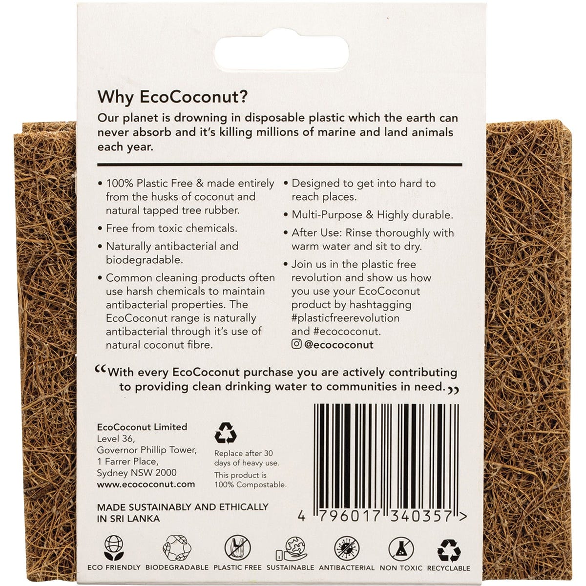 Ecococonut Scourer Scrub Pad 2pk