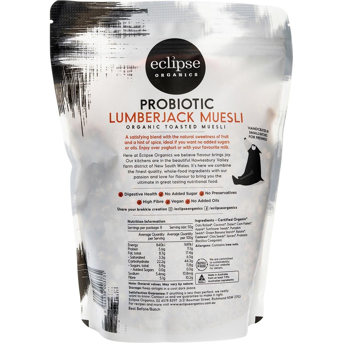 Eclipse Organics Organic Muesli Probiotic Lumberjack 410g