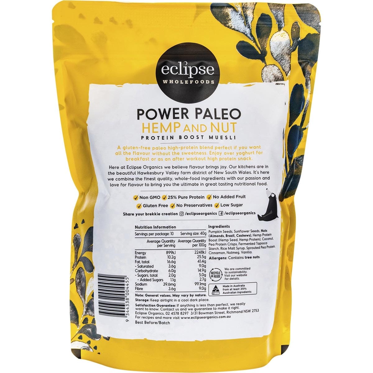 Eclipse Organics Paleo Muesli Hemp & Nut 425g