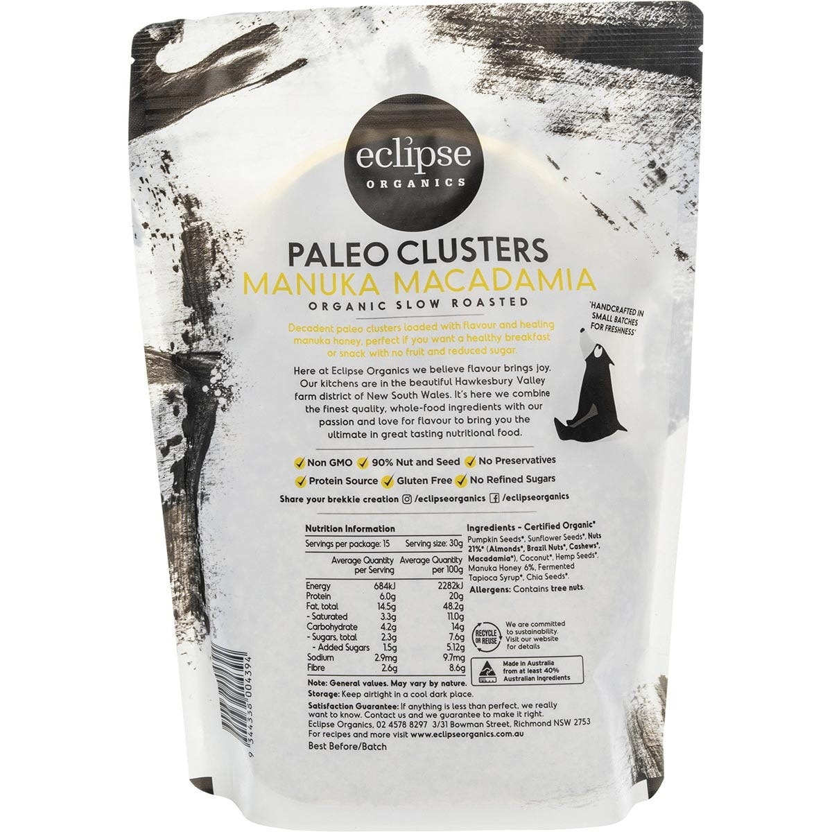 Eclipse Organics Organic Paleo Clusters Manuka Macadamia 450g