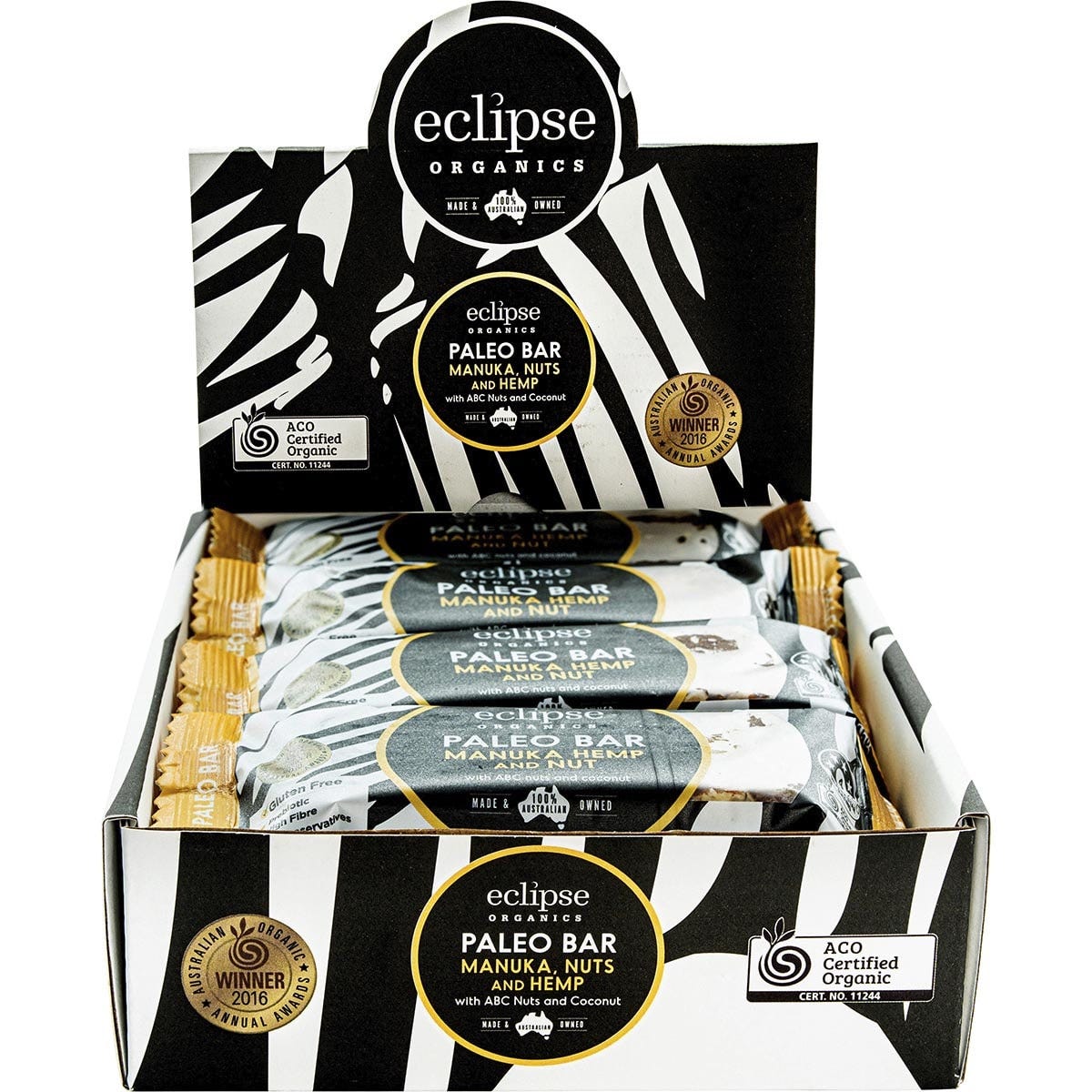 Eclipse Organics Raw Paleo Bar Manuka, Nut and Hemp 12x45g