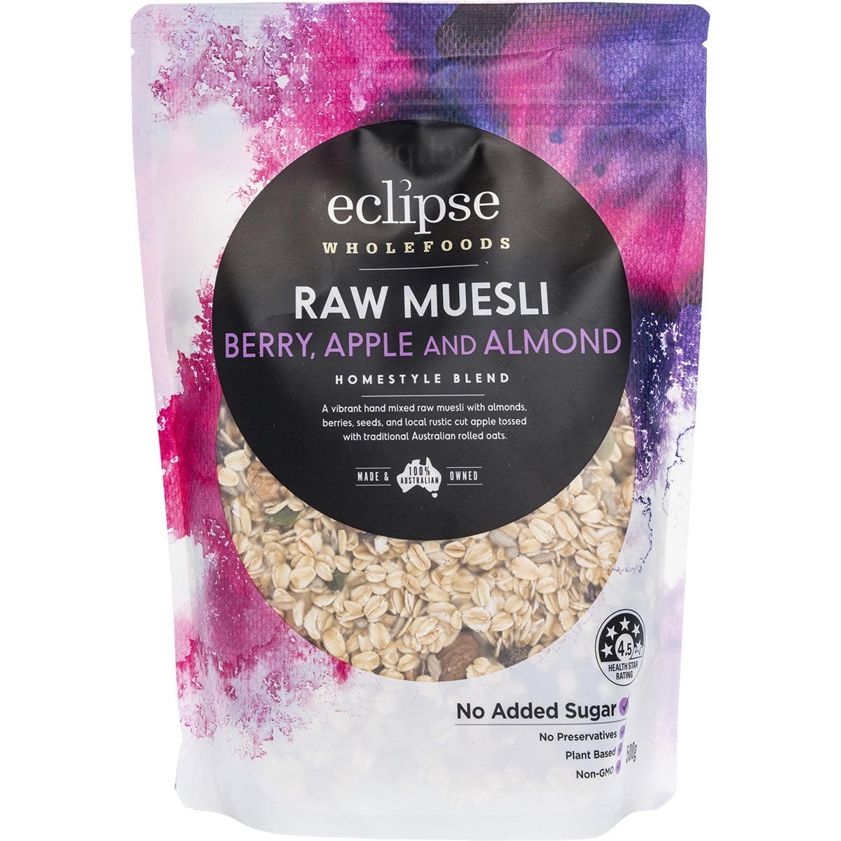 Eclipse Wholefoods Raw Muesli Homestyle Blend Berry, Apple & Almond 500g