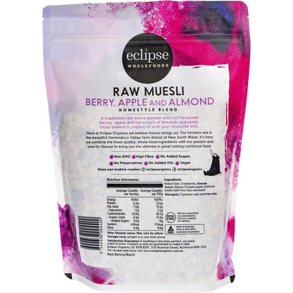 Eclipse Wholefoods Raw Muesli Homestyle Blend Berry, Apple & Almond 500g