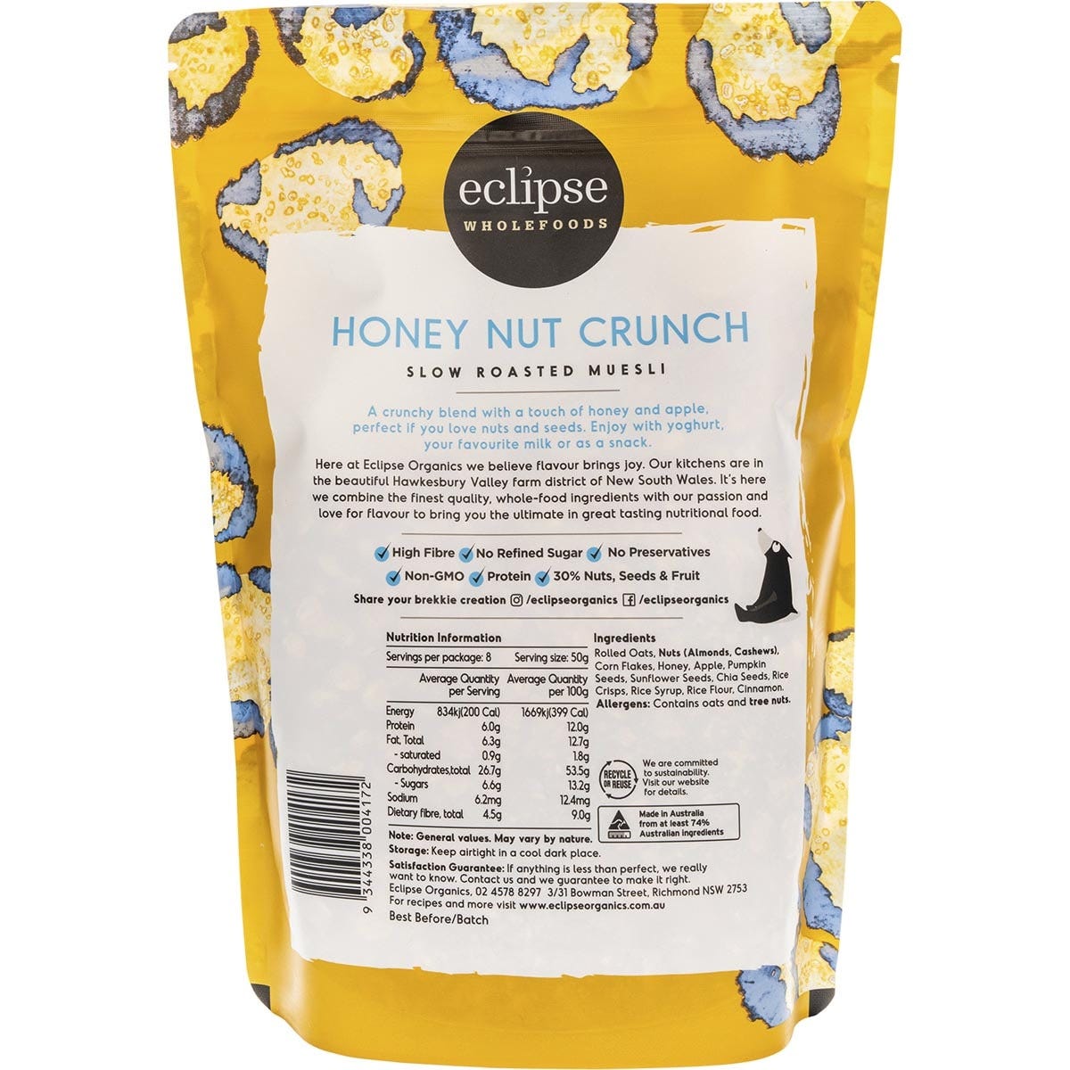 Eclipse Wholefoods Slow Roasted Muesli Honey Nut Crunch 425g