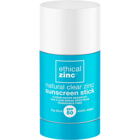 Ethical Zinc Natural Clear Zinc Sunscreen Stick SPF 50 50g