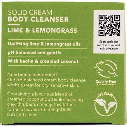 Ethique Solid Cream Body Cleanser Lime & Lemongrass 105g