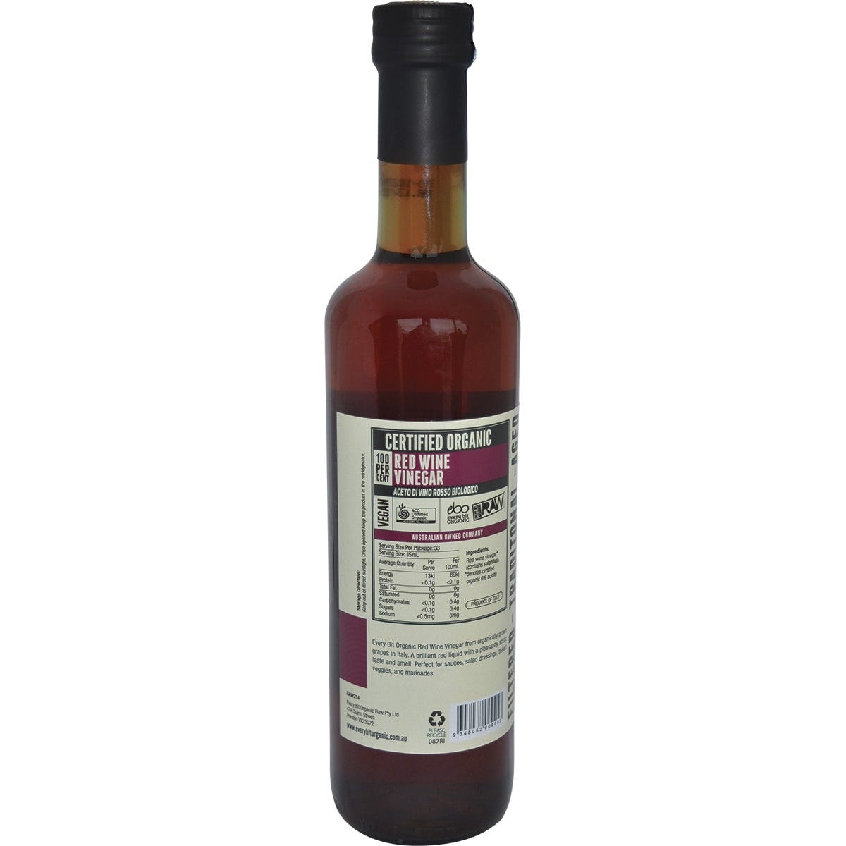 Every Bit Organic Red Wine Vinegar 6x500ml