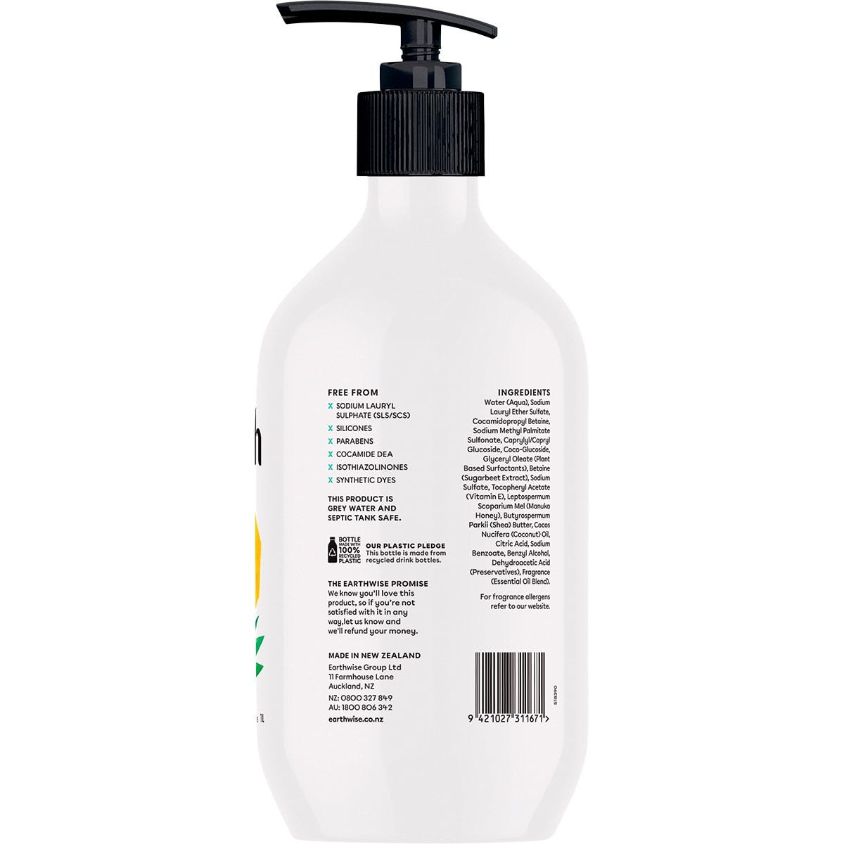 Earthwise Nourish Body Wash Coconut, Shea Butter & Manuka Honey 1L