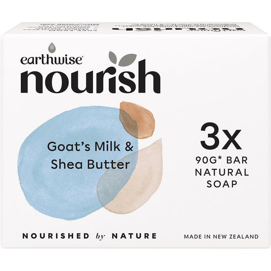 Earthwise Nourish Natural Soap Bar Goat's Milk & Shea Butter 3pk