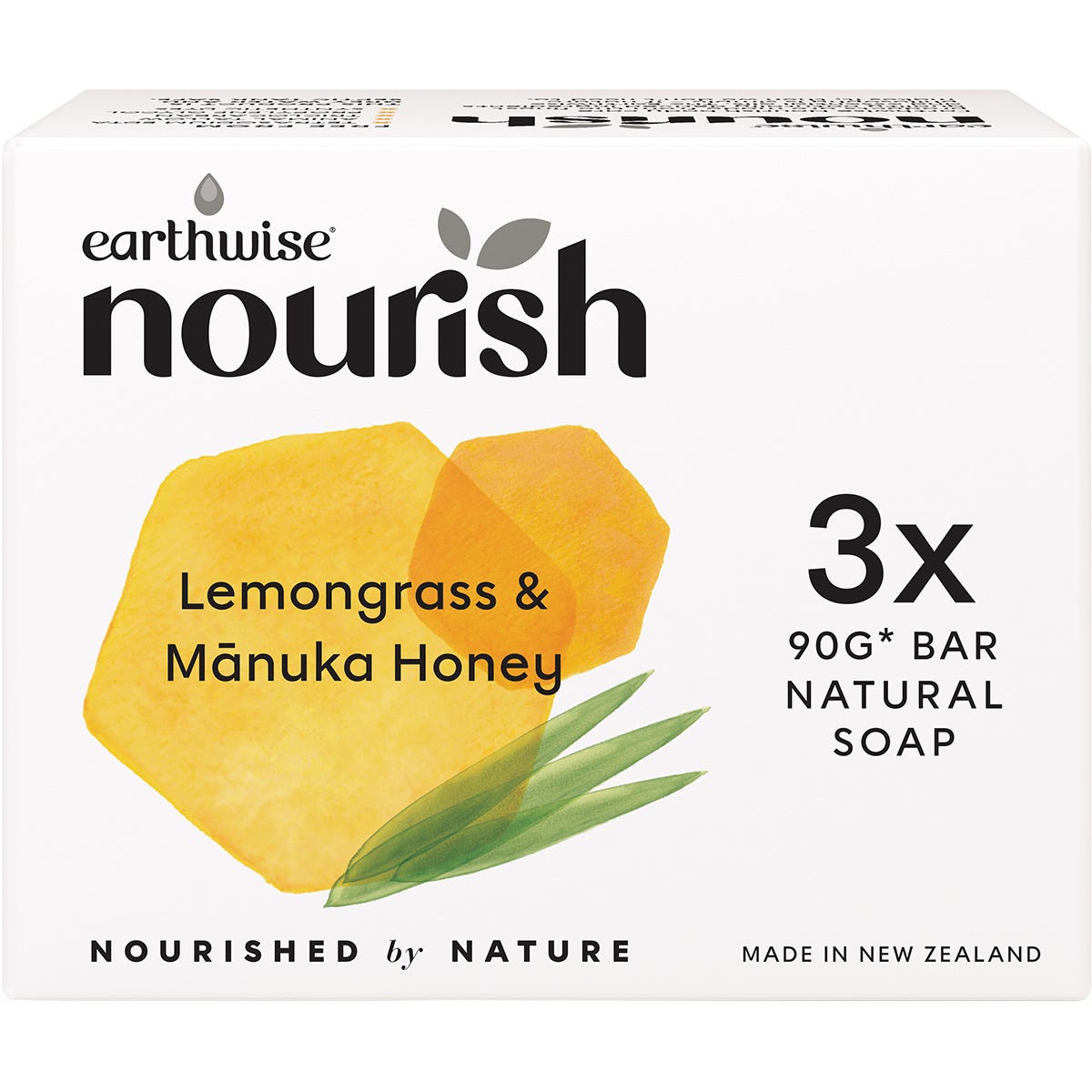 Earthwise Nourish Natural Soap Bar Lemongrass & Manuka Honey 3pk