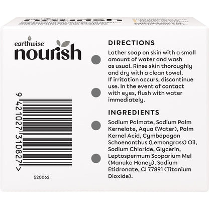 Earthwise Nourish Natural Soap Bar Lemongrass & Manuka Honey 3pk