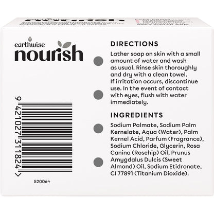 Earthwise Nourish Natural Soap Bar Rosehip & Almond Oil 3pk