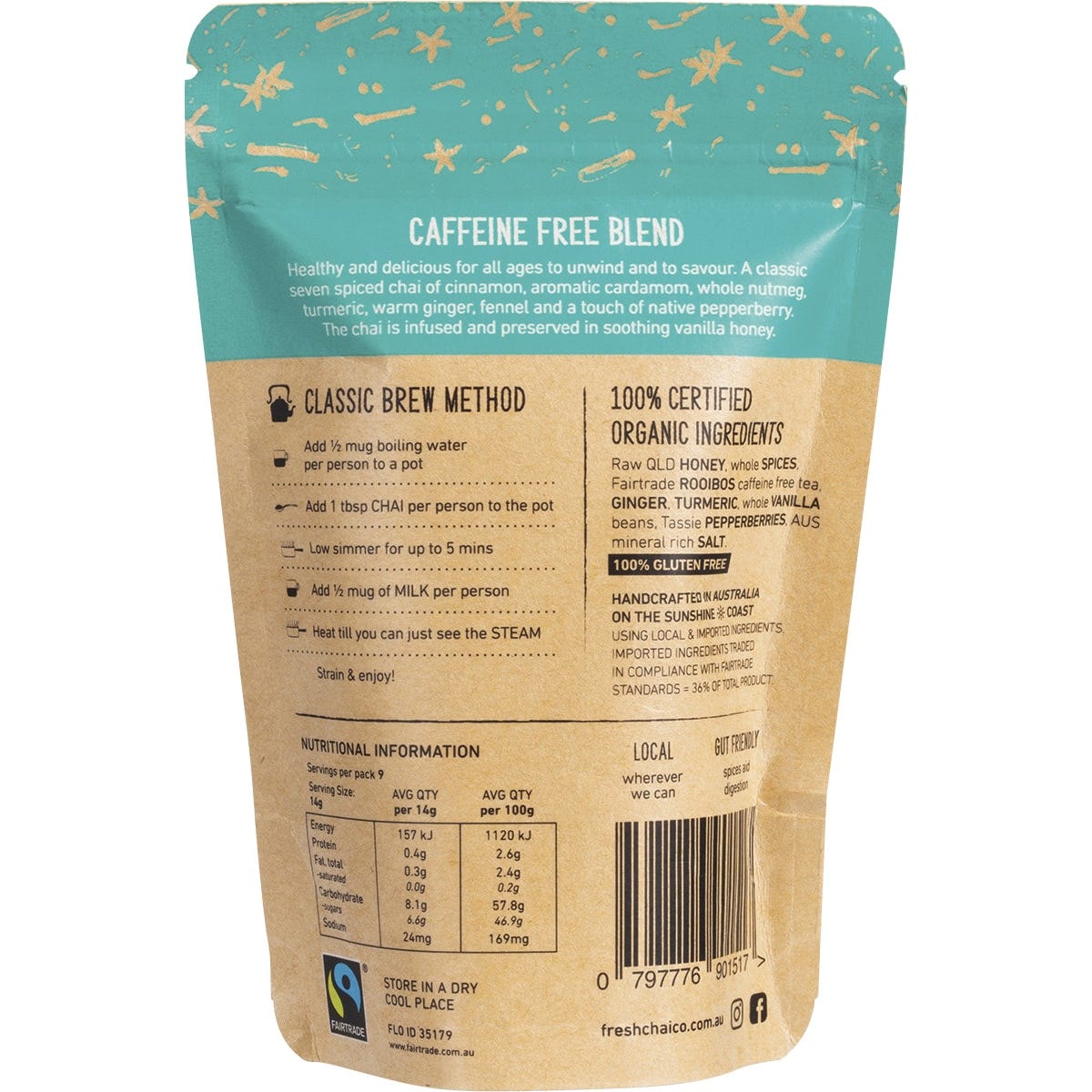 The Fresh Chai Co. Caffeine Free Blend Honey Soaked Chai 125g