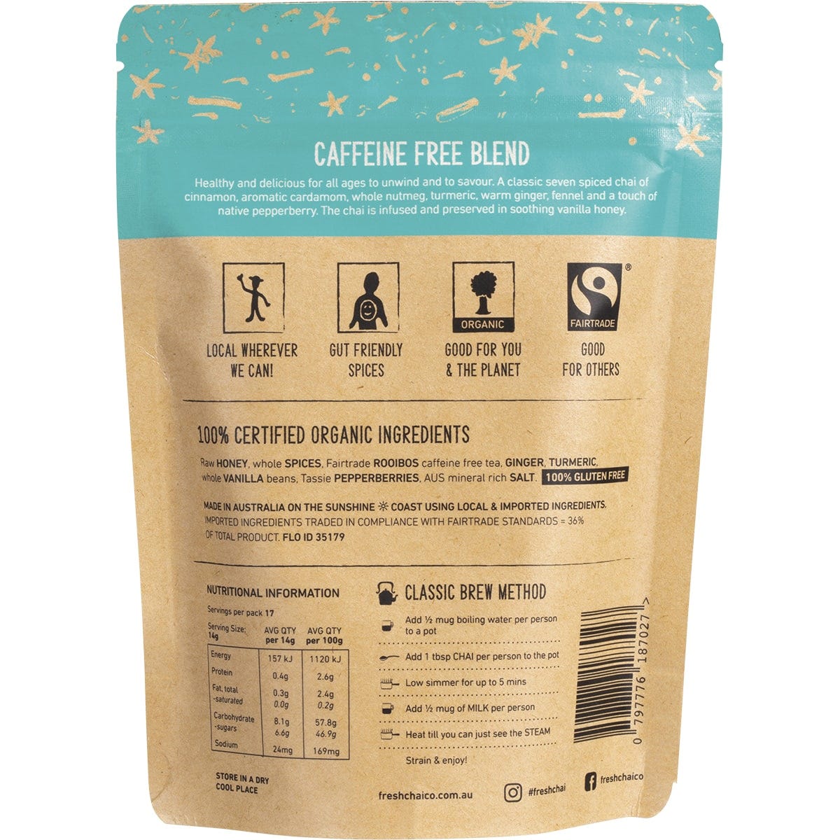 The Fresh Chai Co. Caffeine Free Blend Honey Soaked Chai 250g