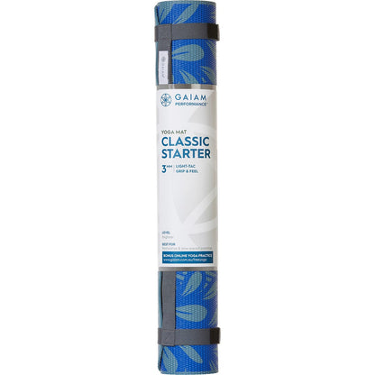 Gaiam Yoga Mat Classic Starter 3mm Blue Flower 61cm x 173cm