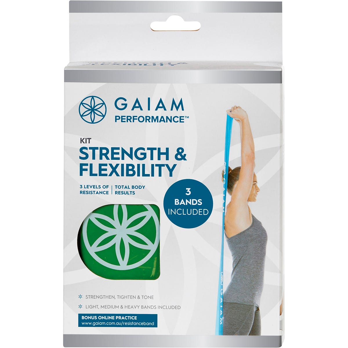 Gaiam Strength & Flexibility Kit Light, Medium & Heavy Bands