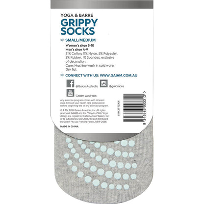 Gaiam Yoga & Barre Grippy Socks Small-Medium 1 Pair