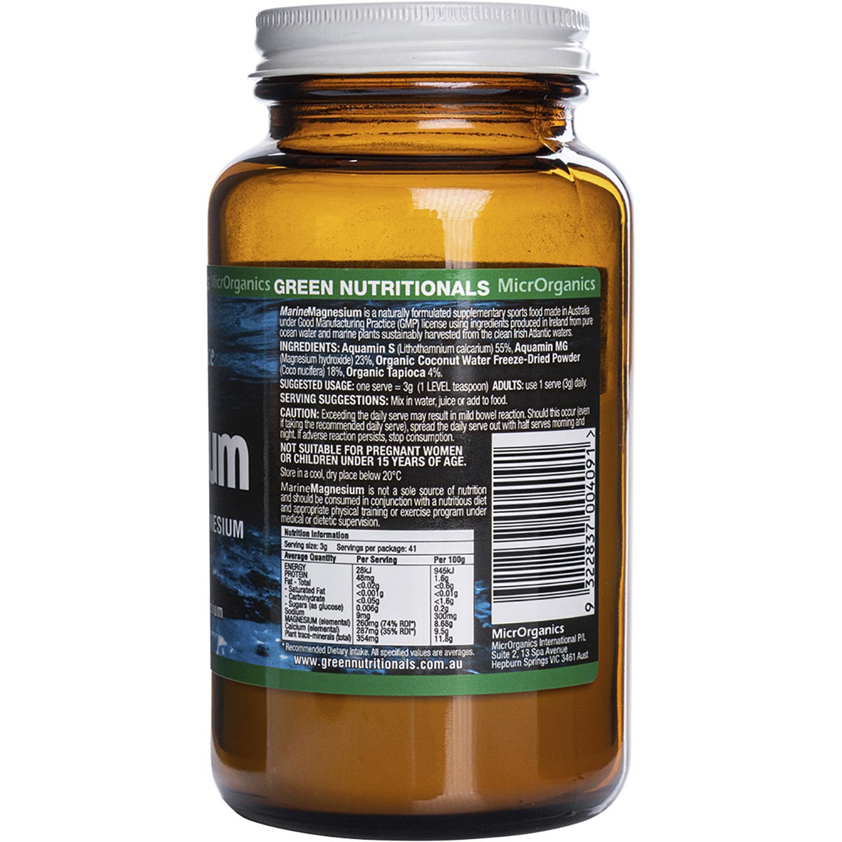 Green Nutritionals Marine Magnesium Powder 260mg 100g