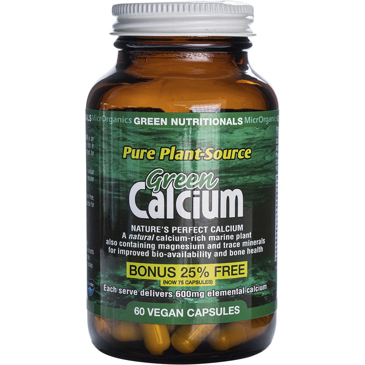 Green Nutritionals Green Calcium Vegan Capsules 600mg 60 Caps