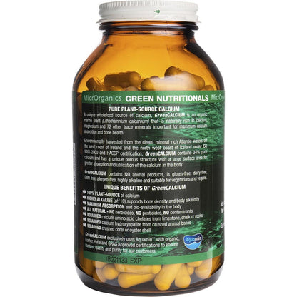 Green Nutritionals Green Calcium Vegan Capsules 600mg 240 Caps