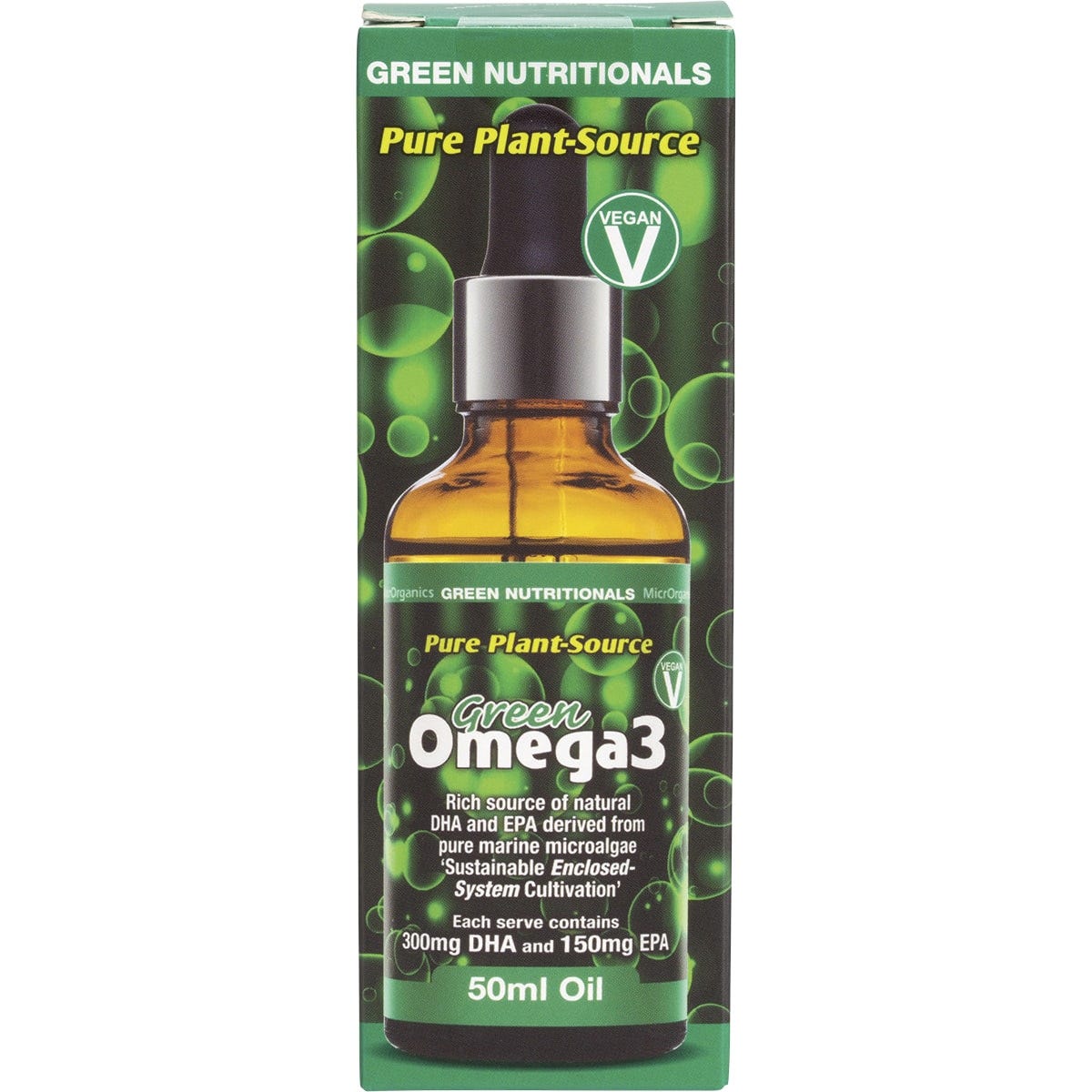 Green Nutritionals Green Omega3 Vegan Drops 300mg DHA+150mg EPA 50ml