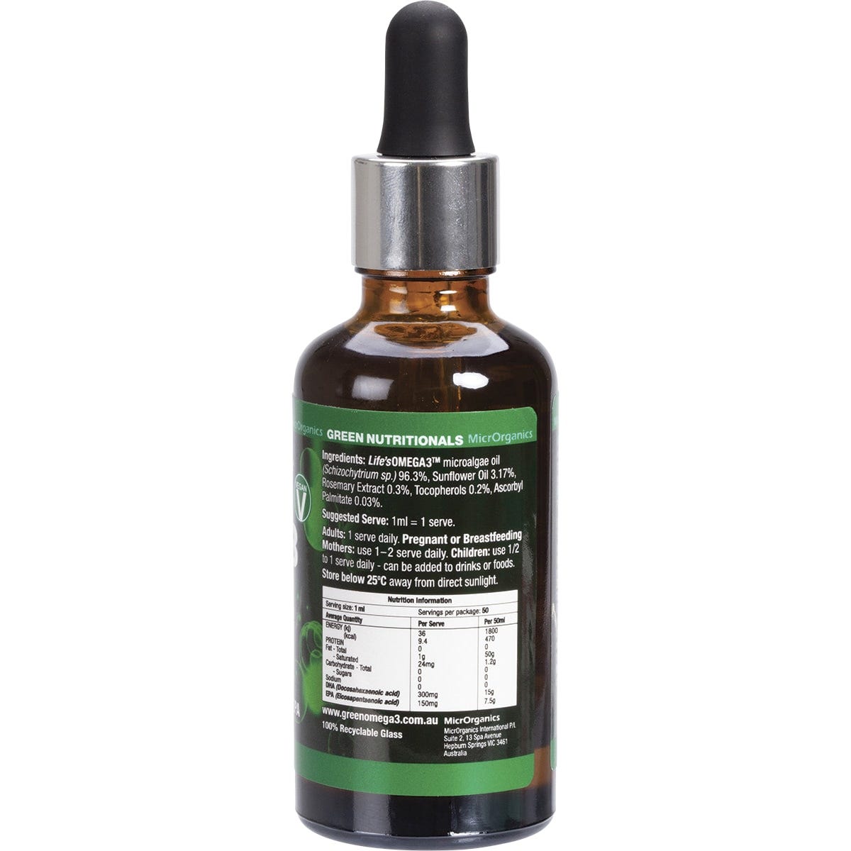 Green Nutritionals Green Omega3 Vegan Drops 300mg DHA+150mg EPA 50ml