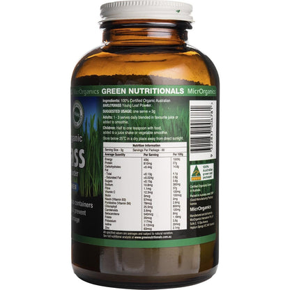 Green Nutritionals Barleygrass 100% Australian Organic 200g