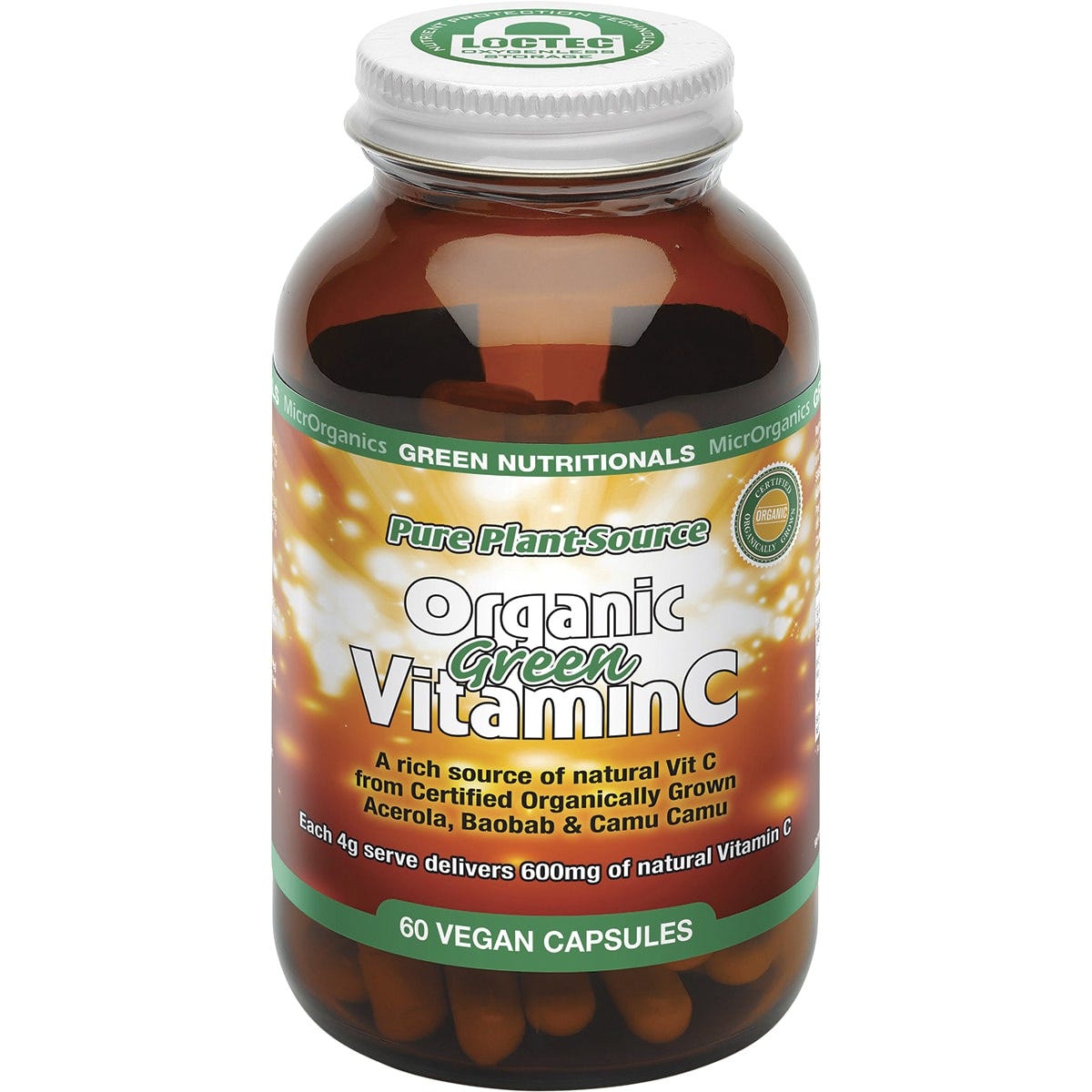 Green Nutritionals Organic Green Vitamin C Vegan Capsules 600mg 60 Caps