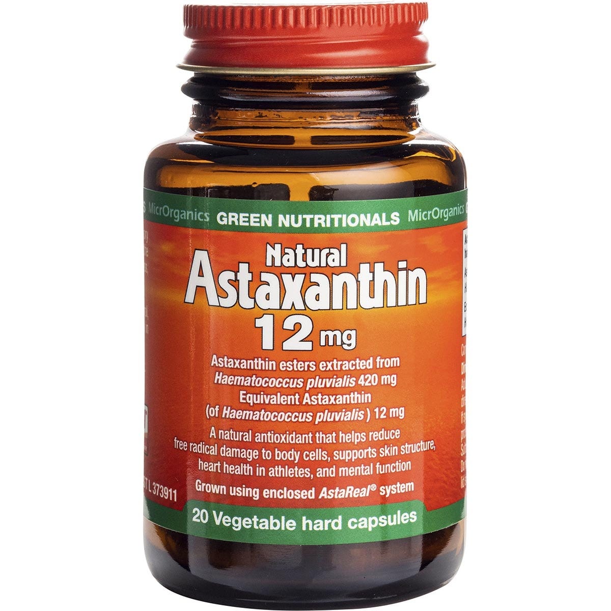 Green Nutritionals Natural Astaxanthin Vegan Capsules 12mg 20 Caps