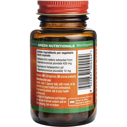 Green Nutritionals Natural Astaxanthin Vegan Capsules 12mg 20 Caps