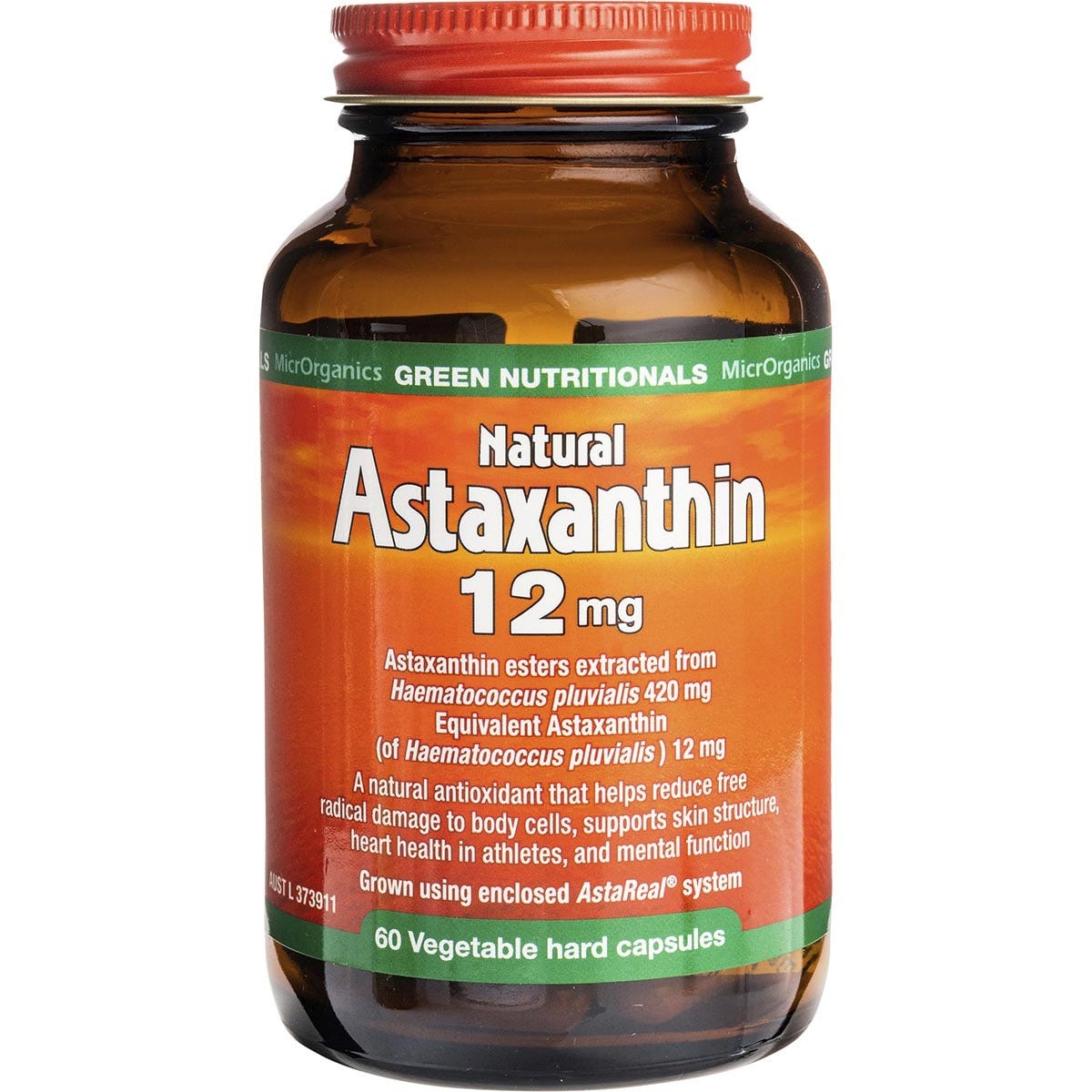 Green Nutritionals Natural Astaxanthin Vegan Capsules 12mg 60 Caps