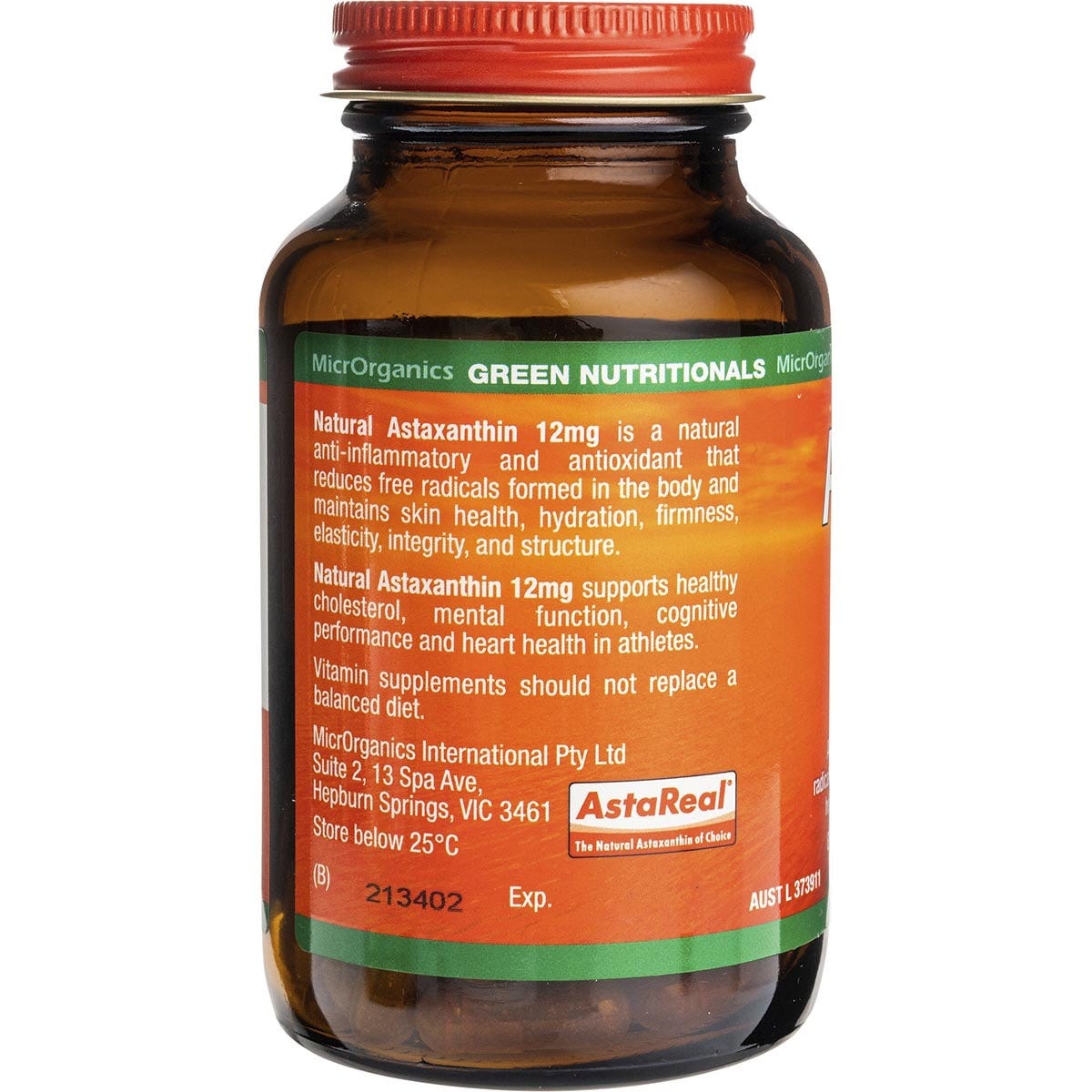 Green Nutritionals Natural Astaxanthin Vegan Capsules 12mg 60 Caps