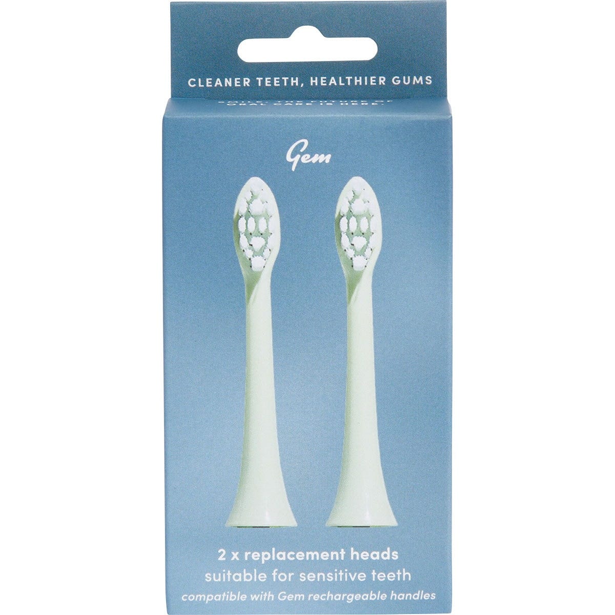 Gem Electric Toothbrush Replacement Heads Mint 2pk