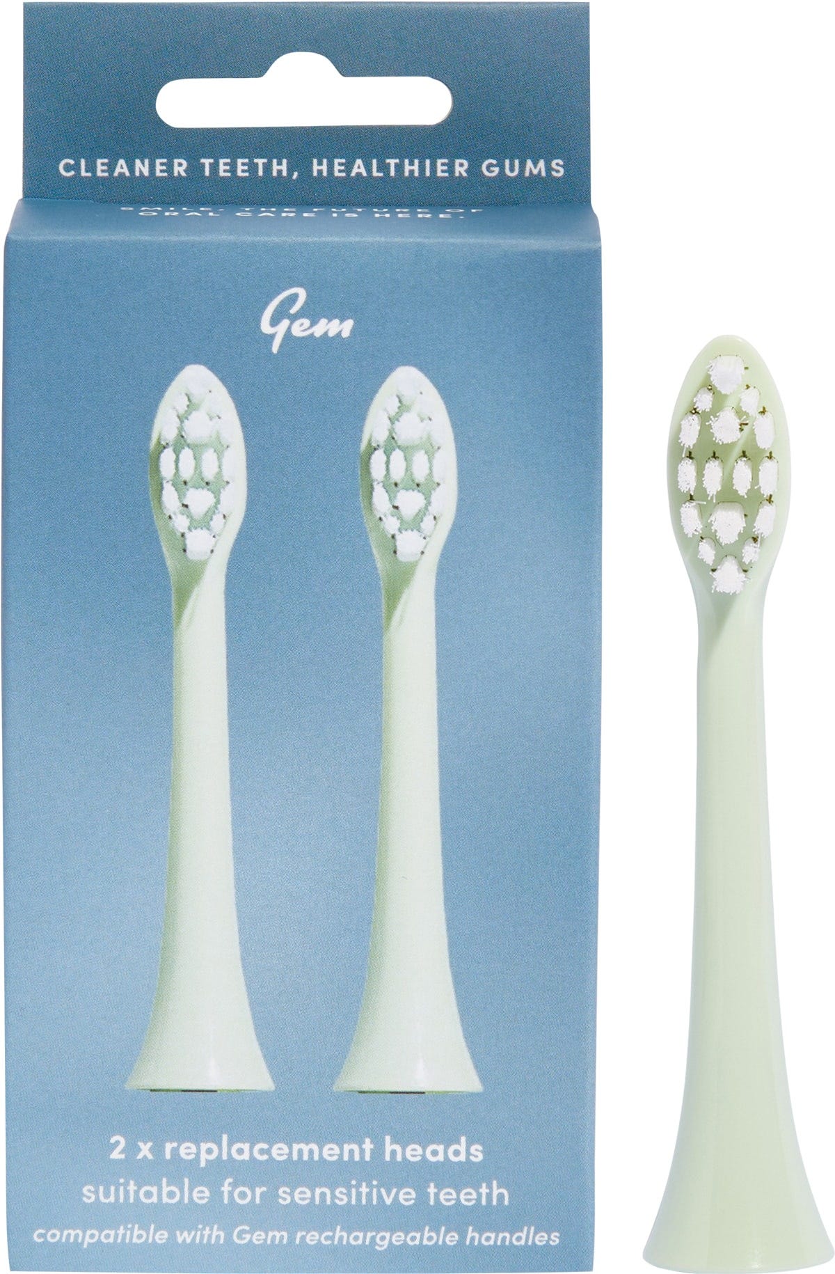 Gem Electric Toothbrush Replacement Heads Mint 2pk