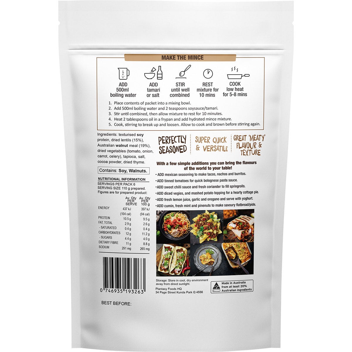 Plantasy Foods Walnut & Lentil Savoury Mince 200g