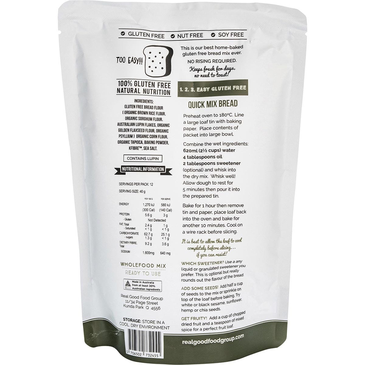 The Gluten Free Food Co. Quick Bread Mix 480g