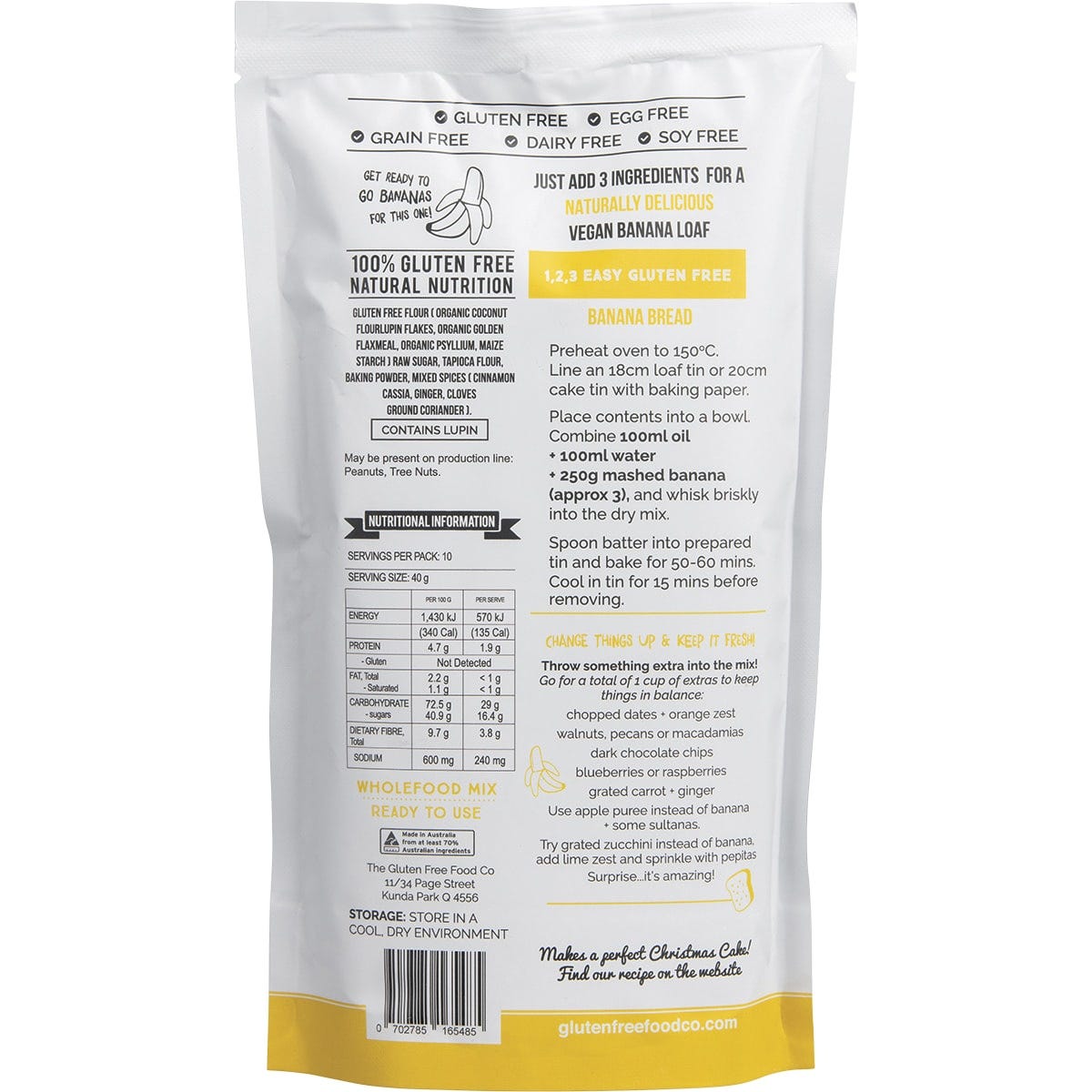 The Gluten Free Food Co. Banana Bread Mix 400g