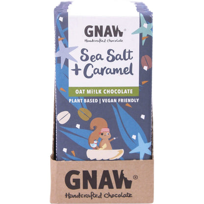 Gnaw Chocolate Handcrafted Oat Mi!lk Chocolate Sea Salt + Caramel 12x100g