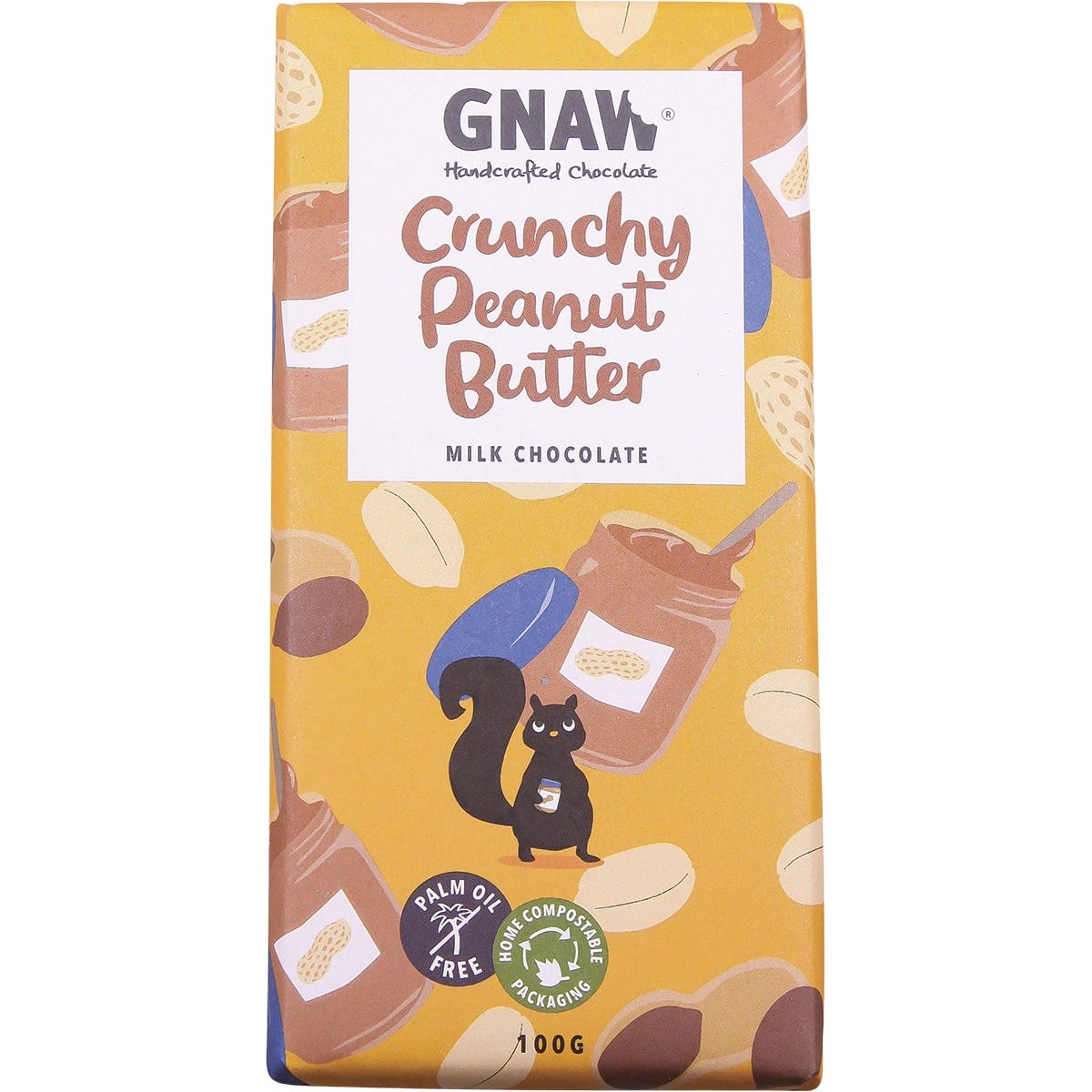 Gnaw Chocolate Handcrafted Milk Chocolate Crunchy Peanut Butter 12x100g