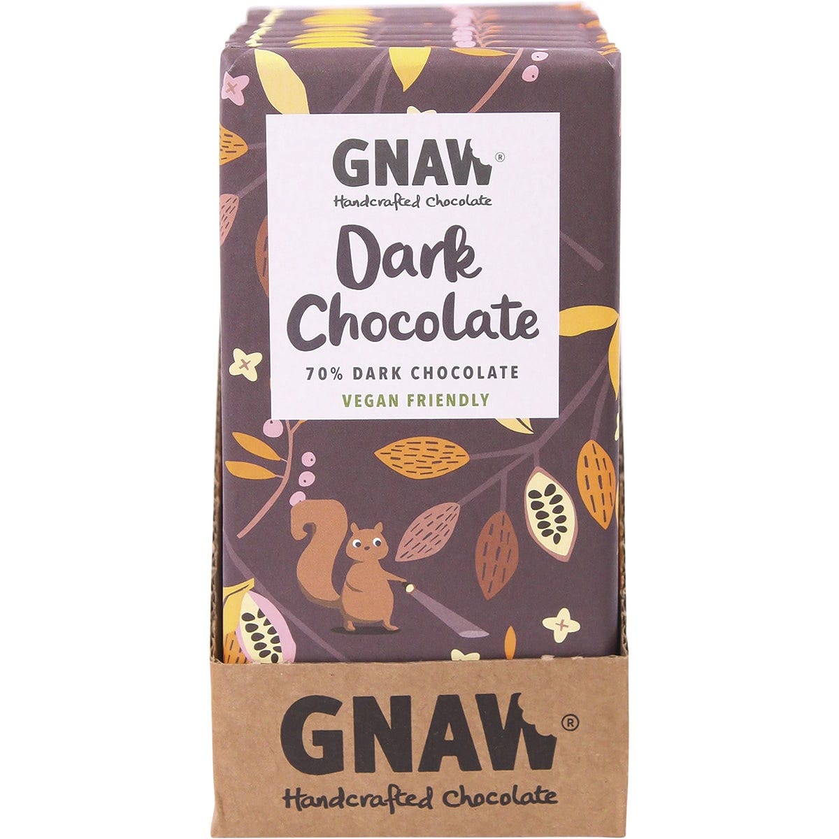 Gnaw Chocolate Handcrafted Dark Chocolate 70% 12x100g