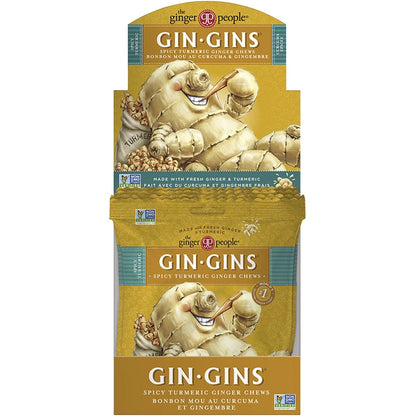 The Ginger People Gin Gins Ginger Candy Bag Chewy Spicy Turmeric 12x60g