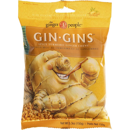 The Ginger People Gin Gins Ginger Candy Chewy Spicy Turmeric 12x150g